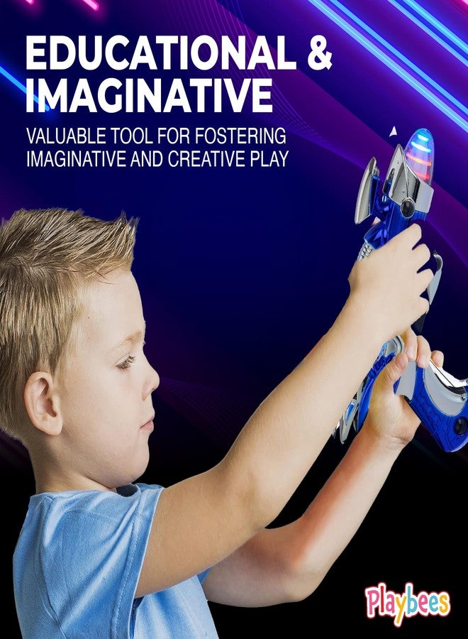 Playbees Light-Up Noise Blaster - Blue - 11.5 Inches - Super Spinning Space Sound Effects with Futuristic Power Galaxy Ranger FX for Party Favor, Novelty Toy, Party Bag Stuffer for Ages 5+ - Image 5